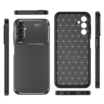 För Samsung Galaxy A14 5G / 4G Carbon Fiber Texture TPU-telefon Bakfodral Fallsäkert anti- Scratch skal - svart