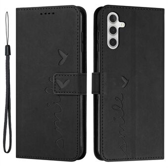 Skin-touch PU-läder mobiltelefonskal för Samsung Galaxy A14 5G, hjärtform avtryck Telefonfodral Flip Stand -plånbok