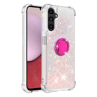 YB Quicksand Series-7 för Samsung Galaxy A14 5G Shiny Glitter Sparkle Quicksand Fodral Mjuk TPU- Ring Kickställ Stötsäkert telefonskal