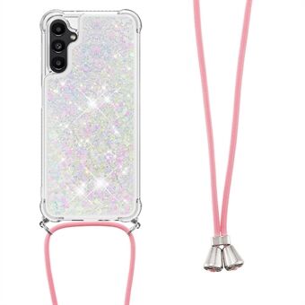 YB Quicksand Series-4 för Samsung Galaxy A14 5G Clear Sparkle Moving Quicksand-fodral Mjuk TPU Skyddande telefonskal med snörning
