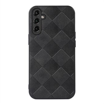 För Samsung Galaxy A14 5G Anti-fall Grid Texture PU Läderbelagd Mjuk TPU + Hård PC Hybrid Telefonfodral Skyddsfodral