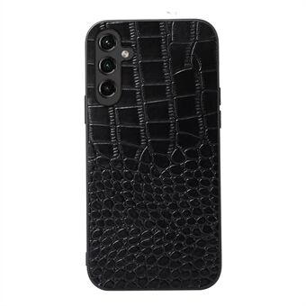 För Samsung Galaxy A14 5G Crocodile Texture telefonfodral Stötdämpande äkta kohudsläderbelagd PC+TPU-skal