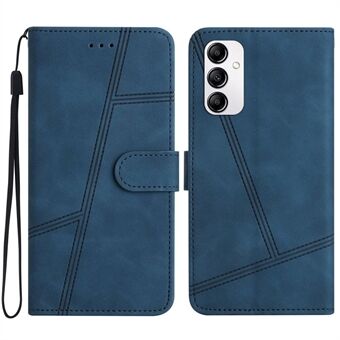 För Samsung Galaxy A14 5G Skin-touch Feeling Lines Imprinted Telefon Skyddsfodral Vintage PU Läder Flip Stand Plånboksfodral