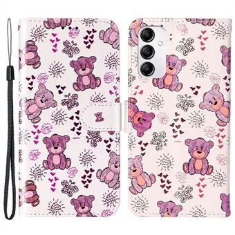 För Samsung Galaxy A14 5G mönsterpräglat telefonfodral PU-läder+TPU hopfällbart Stand med handrem