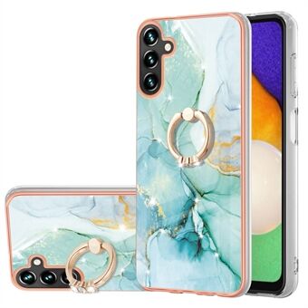 För Samsung Galaxy A14 5G YB IMD Series-10 Ring Kickstand IMD Marble Pattern Telefonfodral Anti- Scratch galvanisering TPU skal