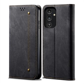 För Samsung Galaxy A14 5G Jeans Tygstruktur PU-läder Magnetisk Autoabsorberad Telefonfodral Stand