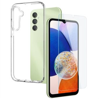 NORTHJO för Samsung Galaxy A14 4G / 5G flexibelt TPU-telefonskyddsskydd med härdat glasfilm - genomskinlig