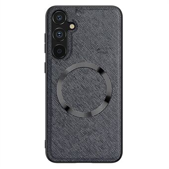 För Samsung Galaxy A14 5G magnetiskt telefonfodral Cross Texture Läderbelagt TPU-telefonfodral