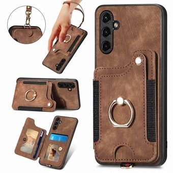 Telefonskal till Samsung Galaxy A14 5G RFID-blockerande korthållare Anti- Scratch PU Läder+PC+TPU Kickstand Fodral