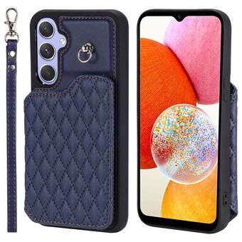 Style 008 för Samsung Galaxy A14 5G / A14 4G Kickstand-fodral PU-läder+TPU RFID-blockerande telefonskal med handledsrem