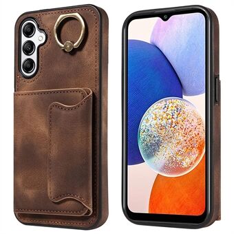 001 För Samsung Galaxy A14 5G / A14 4G Ring Kickstand Korthållare Fodral Skin-touch PU Läder+TPU telefonfodral