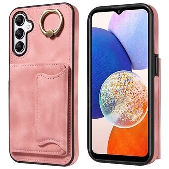 001 För Samsung Galaxy A14 5G / A14 4G Ring Kickstand Korthållare Fodral Skin-touch PU Läder+TPU telefonfodral