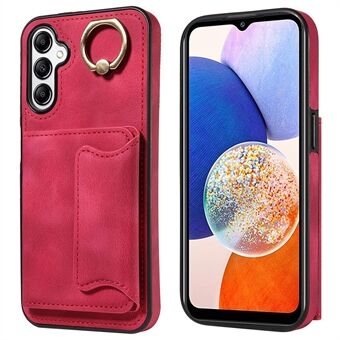 001 För Samsung Galaxy A14 5G / A14 4G Ring Kickstand Korthållare Fodral Skin-touch PU Läder+TPU telefonfodral