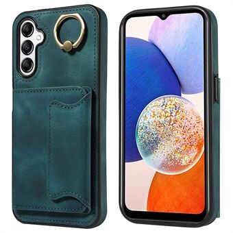 001 För Samsung Galaxy A14 5G / A14 4G Ring Kickstand Korthållare Fodral Skin-touch PU Läder+TPU telefonfodral