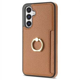 För Samsung Galaxy A14 5G / A14 4G Ring Kickstand Card Holder Cover i PU-läderbelagd TPU-telefonväska.