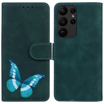 För Samsung Galaxy S23 Ultra Butterfly Pattern Printing Flip Telefonfodral Skin-touch PU Läder Stand Helt skyddande fodral