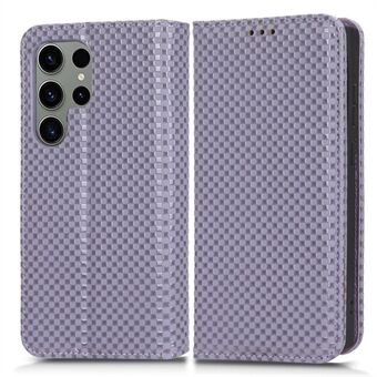 Grid Texture Läderfodral för Samsung Galaxy S23 Ultra Wallet Telefonfodral Folio Flip Cover med Stand