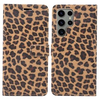 Telefonfodral för Samsung Galaxy S23 Ultra PU Läder Leopardmönster Flip Stand Plånbok Telefonskal