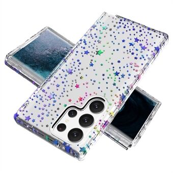 För Samsung Galaxy S23 Ultra GW18 Clear Laser Pattern Bling Telefonfodral Förtjockad PC + TPU stötsäker skal