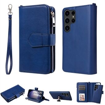 KT Multi-functional Series-4 Zipper Wallet Telefonfodral för Samsung Galaxy S23 Ultra, PU- Stand Avtagbart flipfodral