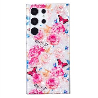 För Samsung Galaxy S23 Ultra Soft TPU IMD Skalmönster Fodral Stötsäkert Marble Flower Telefonskal