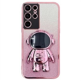 För Samsung Galaxy S23 Ultra-fodral Astronaut Kickstand Electroplating Glitter Cover.