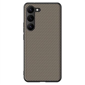 För Samsung Galaxy S23 Carbon Fiber Texture Skyddstelefonfodral PU-läderbelagd PC Ultra Slim Anti-Drop Telefonskydd