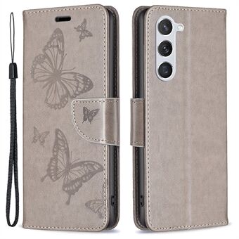 BF Imprinting Pattern Series-4 för Samsung Galaxy S23 PU Läder Magnetic Flip Fodral Imprinted Butterflies Stand Plånbok Skyddstelefonfodral
