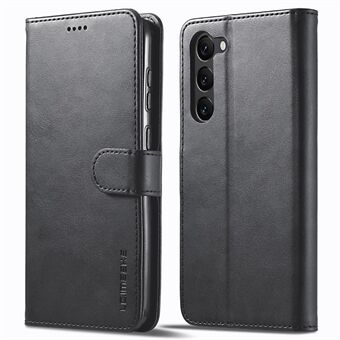 LC.IMEEKE För Samsung Galaxy S23 Anti- Scratch kalvstruktur Magnetlås Telefonskydd Stand PU-läder skyddande telefonfodral