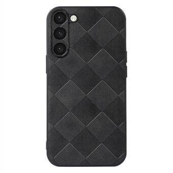 Skyddande bakskal för Samsung Galaxy S23 Grid Texture PU Läderbelagd Mjuk TPU + Hårt PC Hybrid Telefonfodral