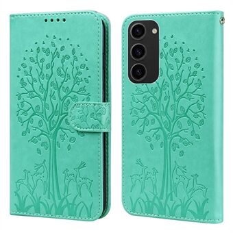 Läderfodral i PU för Samsung Galaxy S23, Deer Tree Pattern Stand Plånboksfodral