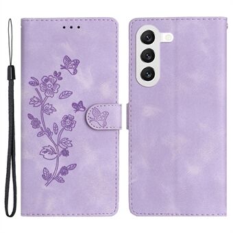 För Samsung Galaxy S23 Flip Stand Telefonfodral Flower Imprinted PU-läder plånboksfodral