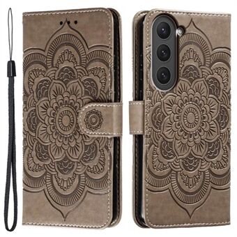 För Samsung Galaxy S23 PU-läder+TPU-telefonfodral Imprinting Mandala Flower Flip Stand Mobilfodral