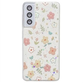 För Samsung Galaxy S23+ Skal Blommönster TPU Glitter Telefonskal