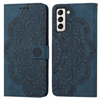 För Samsung Galaxy S23+ Mandala Flower Imprinted Folio Flip Telefonfodral PU Stand med rem