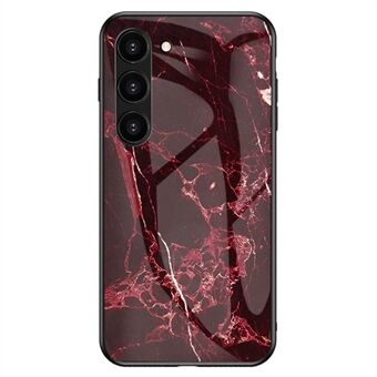 För Samsung Galaxy S23+ Marmormönsterutskrift Bakfodral i härdat glas Stötsäker PC + TPU Ram Scratch- Beständigt telefonskal