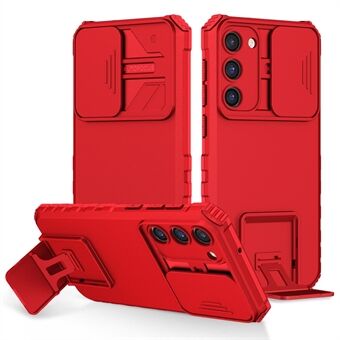 För Samsung Galaxy S23+ Kickstand PC + TPU-telefonfodral Skjutkameraskydd Stötsäkert skal