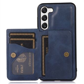 För Samsung Galaxy S23+ Korthållare Telefonfodral PU-läderbelagd TPU Kickstand bakstycke med bilmonterad metallplåt