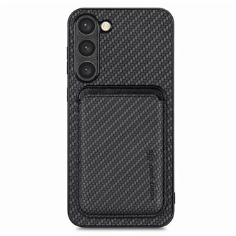 För Samsung Galaxy S23+ Carbon Fiber Texture Magnetisk löstagbar 2-i-1 telefonfodral PU Läder + TPU + PVC Anti-dropp skal med korthållare