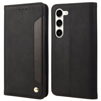 För Samsung Galaxy S23+ Fallsäkert telefonfodral Hudvänligt PU-läder Magnetisk Stand Flip Wallet Cover