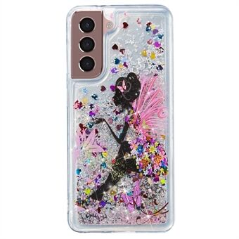 För Samsung Galaxy S23+ Glitter Liquid Quicksand TPU telefonfodral präglingsmönster telefonfodral