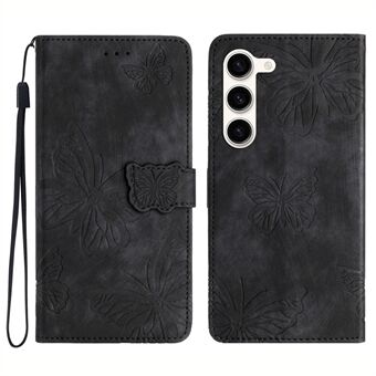 För Samsung Galaxy S23+ PU- Stand Butterfly Imprinted Skin-touch Wallet Telefonfodral