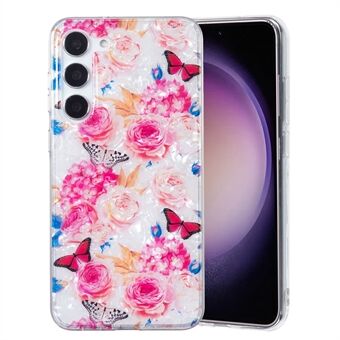 För Samsung Galaxy S23+ Soft TPU-telefonfodral Skalmönster Marble Flower IMD-fodral