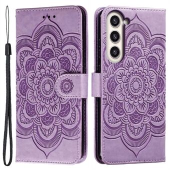 För Samsung Galaxy S23+ Imprinting Mandala Flower Phone Cover Flip PU Stand Skyddsfodral