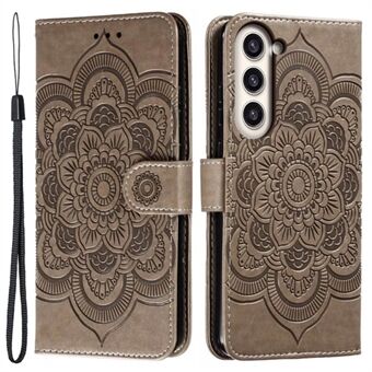 För Samsung Galaxy S23+ Imprinting Mandala Flower Phone Cover Flip PU Läderställ Stand