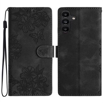 För Samsung Galaxy A54 5G-fodral med sakura fjärils mönster i läder+TPU, telefonfodral som skyddar mot stötar.