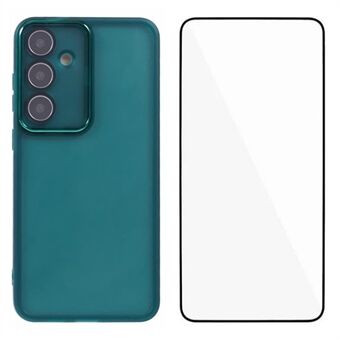 WANLONFENG DKSM-serien för Samsung Galaxy A54 5G TPU-fodral Elektropläterad ram Telefonfodral med härdat glas