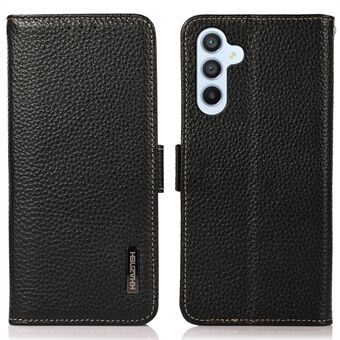 KHAZNEH för Samsung Galaxy A54 5G RFID Blockering Litchi Texture Äkta läderfodral Magnetlås Telefon Plånboksställ Stand