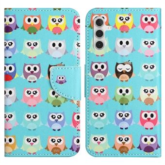 För Samsung Galaxy A54 5G Mönsterutskrift PU-läder plånboksfodral Cross Texture Magnetisk stängning Stand Flip Phone Cover