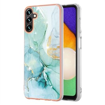 För Samsung Galaxy A54 5G YB IMD Series-2 Fingerprint Free Marble Mönster Telefonfodral Mjuk TPU Elektropleringsram Shell IMD Bakre skal